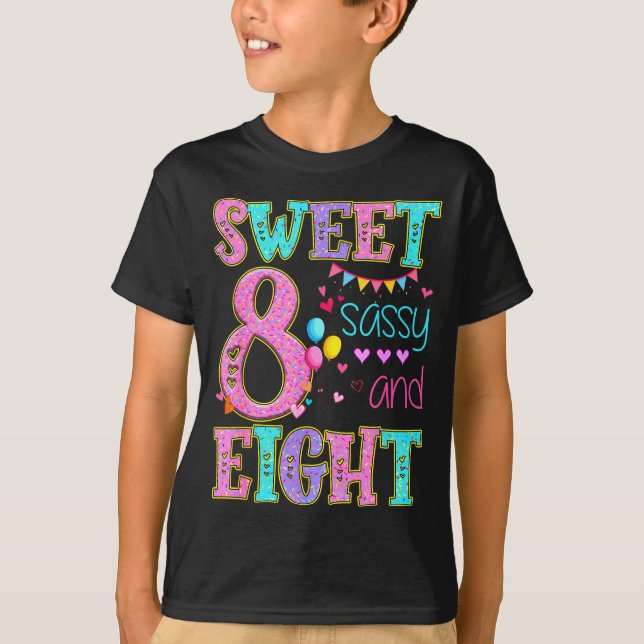 Camiseta 8 Years Old Sweet Sy And Eight Birthday Girl Donut (Frente)