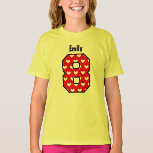 Camiseta 8o Corações da menina do aniversário um costume