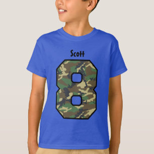 Camiseta 8o Menino Camo do aniversário um nome feito sob