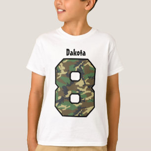 Camiseta 8o Menino Camo do aniversário um nome feito sob