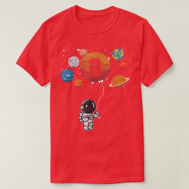 Camiseta 8th Birthday Astronaut Lover Planet 8 Years Old Gi (Frente do Design)