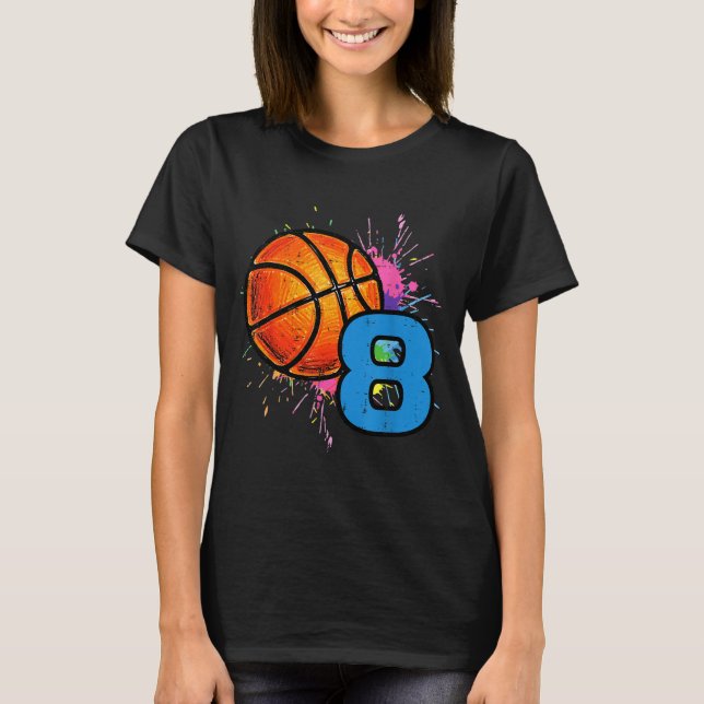 Camiseta 8th Birthday Basketball 8 Year Old Bday Srts Boys  (Frente)