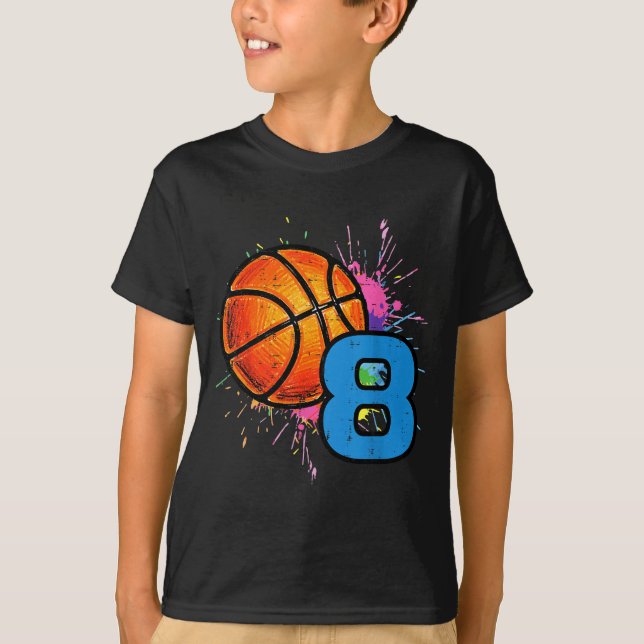 Camiseta 8th Birthday Basketball 8 Year Old Bday Srts Boys  (Frente)