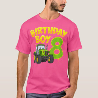 Camiseta 8Th Birthday Boy 8 Year Old Farm Truck Tractor Par