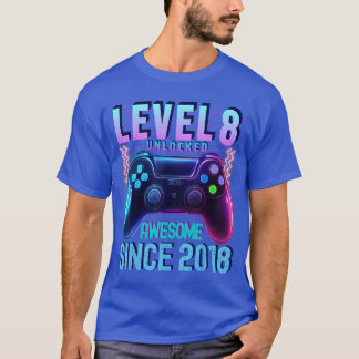 Camiseta 8th Birthday Boy Level 8 Unlocked Gamer Birthday S