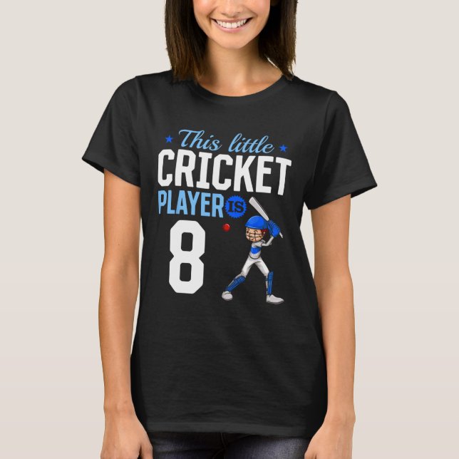 Camiseta 8th Birthday Cricket Player  (Frente)