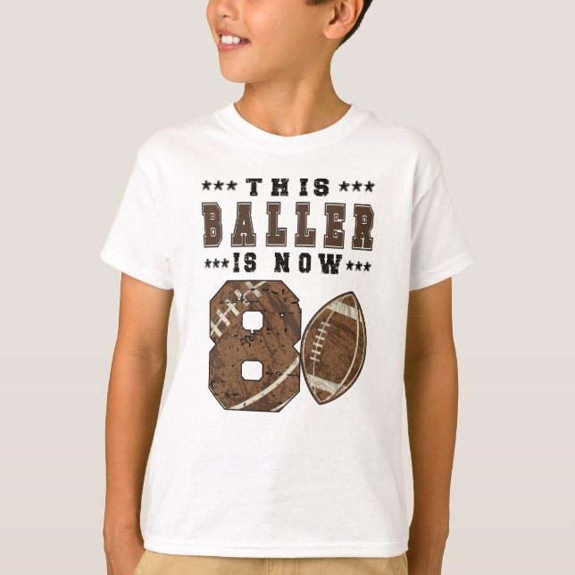 Camiseta 8th Birthday Gift Football Player 8 Year Old Boy (Frente)