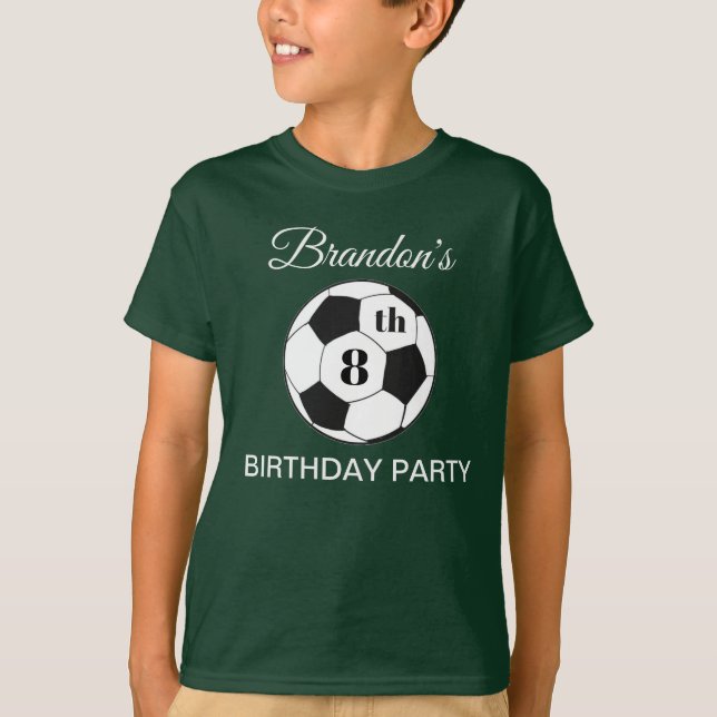Camiseta 8th Birthday Party Soccer Green Boys Sports (Frente)