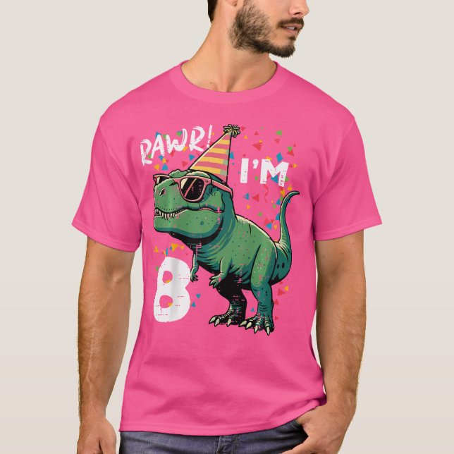 Camiseta 8Th Birthday Trex Rawr Im 8 Years Old Bday Dino Bo (Frente)