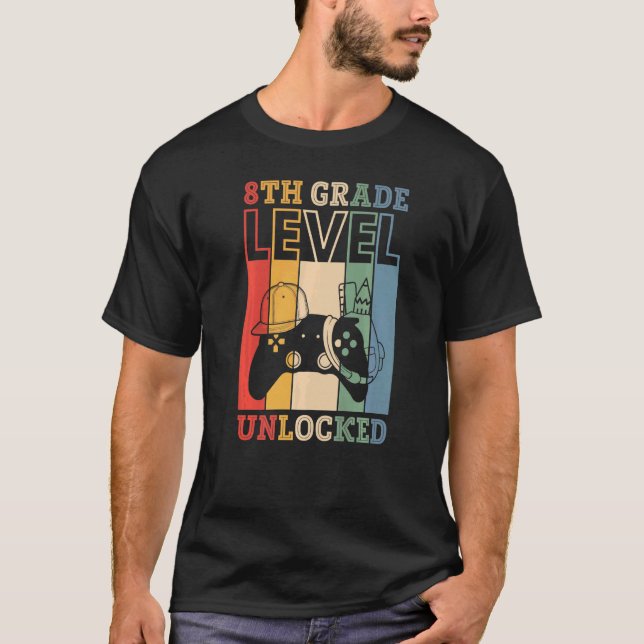 Camiseta 8th Grade Level Unlocked VideoGame Back to School  (Frente)