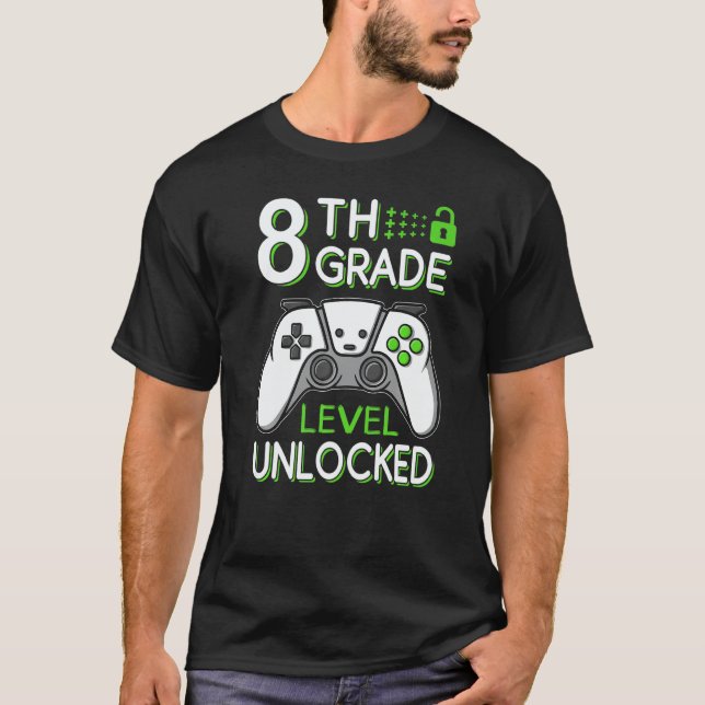 Camiseta 8th Grade Level Unlocked VideoGame Gamer Back to S (Frente)