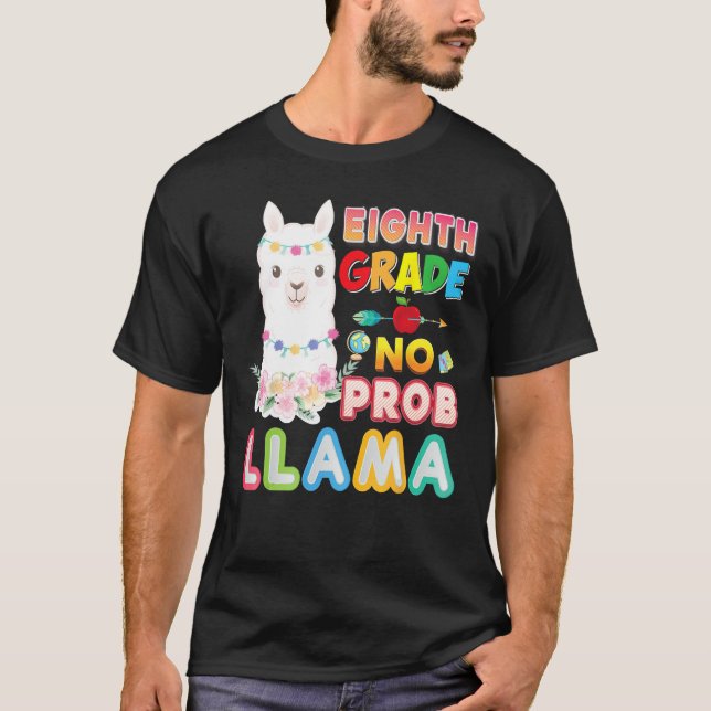 Camiseta 8th Grade No Prob Llama Back To School Eighth Kid  (Frente)