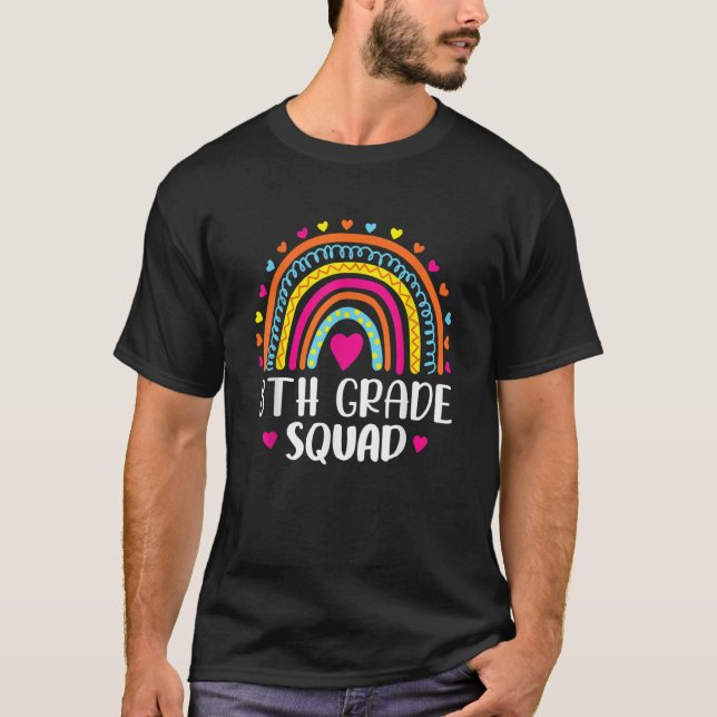 Camiseta 8th Grade Squad Teacher Student Rainbow 100th Day  (Frente)