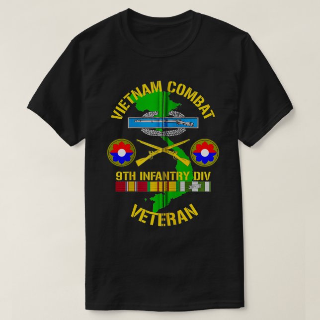 Camiseta 9ª Divisão de Infantaria Vietname Combate Veteran  (Frente do Design)