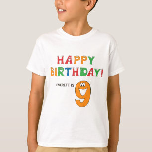 Camiseta 9º Aniversário Alfabeto Colorido com Nome de Cri