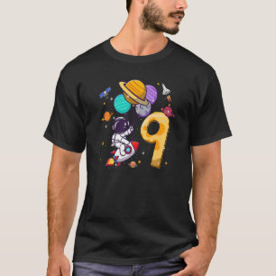 Camiseta 9º aniversário do astronauta balões espaciais com