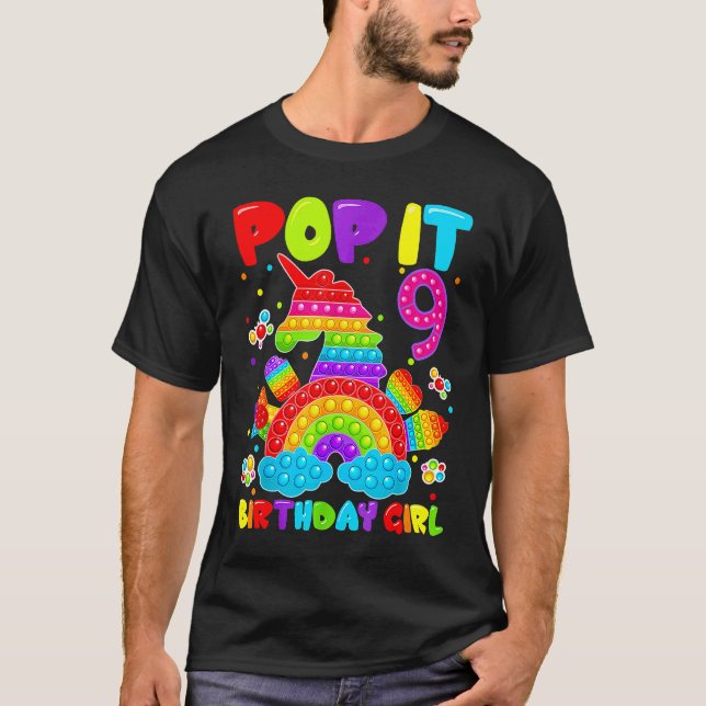 Camiseta 9º Aniversário Fidget Toy Pop É Aniversário Rapari (Frente)