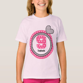 Camiseta 9º Aniversário Gift Stars Heart Nome Personalizado