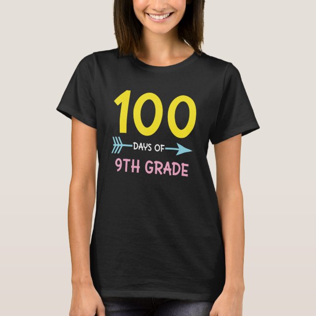 Camiseta 9º ano, 100 dias de professores universitários rap (Frente)