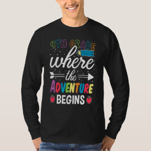 Camiseta 9º ano onde a aventura começa de volta à escola