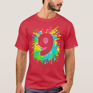 Camiseta 9º Saltos de tinta de aniversário para crianças, r