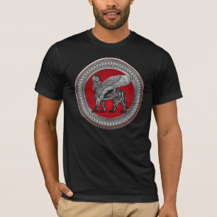 Camiseta [900] Leão voado Assyrian: Lamassu de prata &