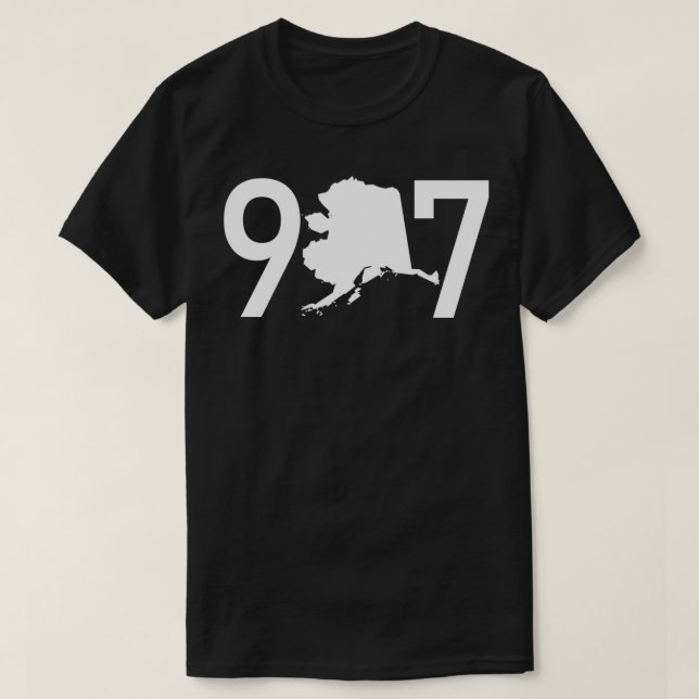 Camiseta 907 Alaska Phone Area Code Map Silhouette Cool Pul (Frente do Design)