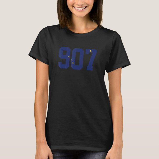 Camiseta 907 Area Code Alaska Anchorage College Fairbanks (Frente)