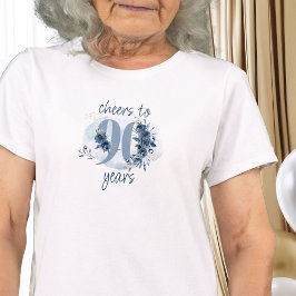 Camiseta 90 Aniversário até 90 anos Número Floral