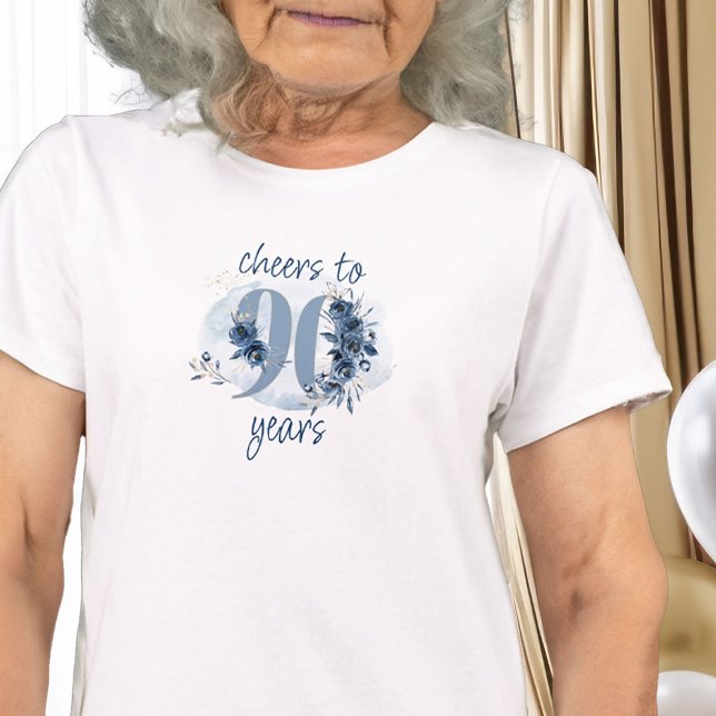 Camiseta 90 Aniversário até 90 anos Número Floral (90th Birthday T-Shirt from my Floral Number Birthday Party Collection)