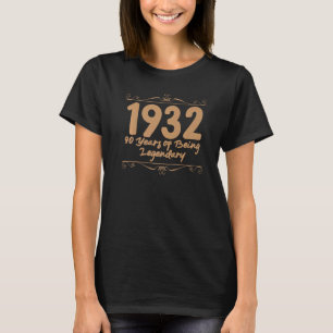 Camiseta 90 Aniversário De 90 Anos Vintage Ano 1932