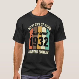 Camiseta 90 Aniversário De 90 Anos Vintage Ano 1932