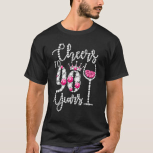 Camiseta 90 Aniversário Feliz Aos 90 Anos De Bebida De Vinh