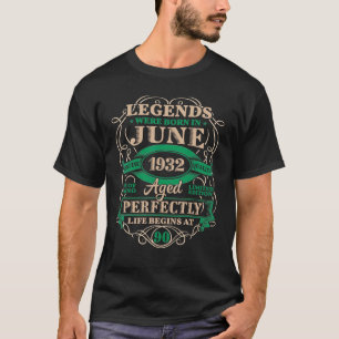 Camiseta 90 Aniversário Para Legendas Nascer De Junho De 19