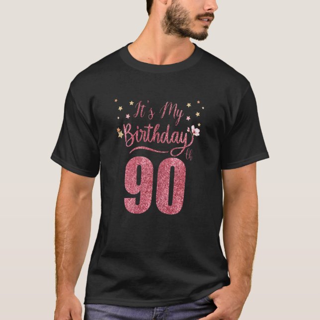 Camiseta 90 anos É meu aniversário incrível Par de aniversá (Frente)