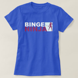 Camiseta 90 anos observando fêmeas Ninja Purple e Aqua