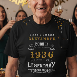 Camiseta 90 Birthday - Adicione seu nome Nascer 1936 Legend
