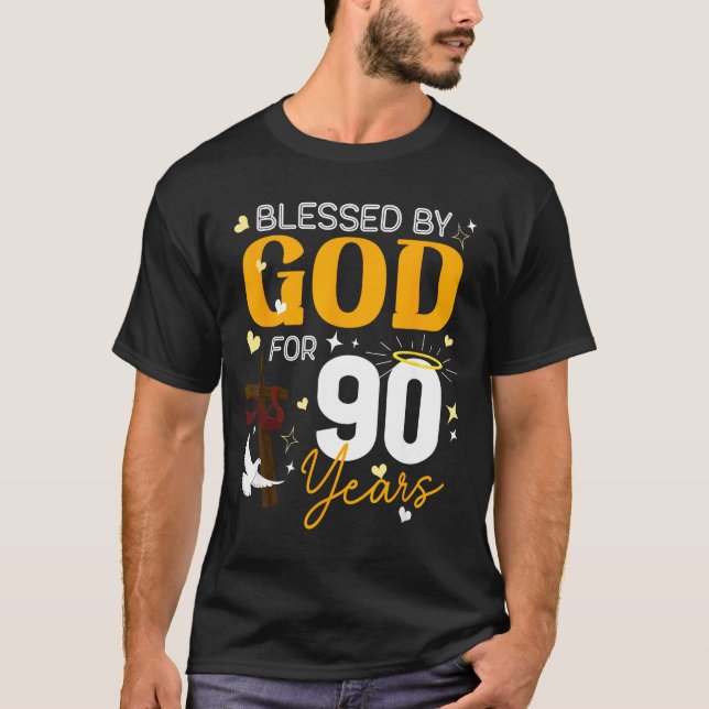 Camiseta 90 Birthday Blessed By God For 90 Years Old 90th B (Frente)