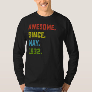Camiseta 90 Birthday Incrível Desde Maio De 1932 90 Anos