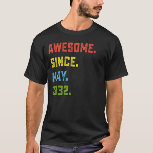 Camiseta 90 Birthday Incrível Desde Maio De 1932 90 Anos