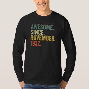 Camiseta 90 Birthday Incrível Desde Novembro De 1932 90 Ano