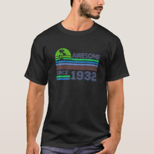 Camiseta 90 Birthday Men Women Incrível Desde 1932 1