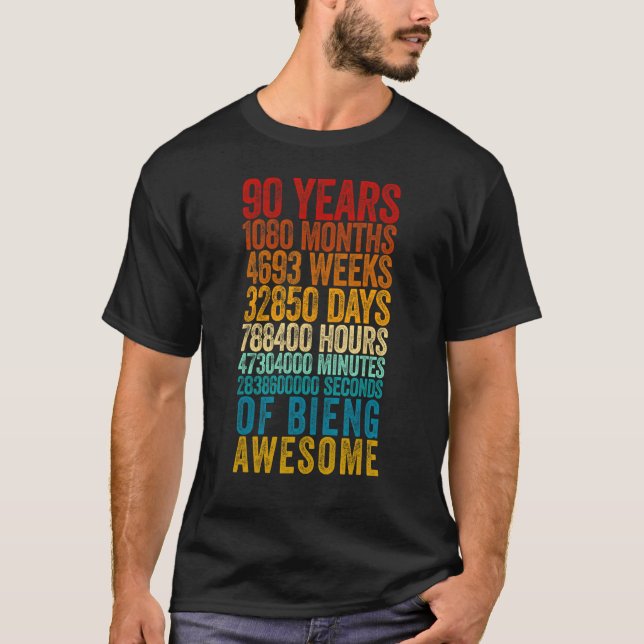 Camiseta 90 Birthday Old Meter, 90 anos (Frente)