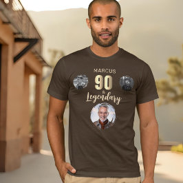 Camiseta 90 & Legendary 3 Photos Gold 90th Birthday