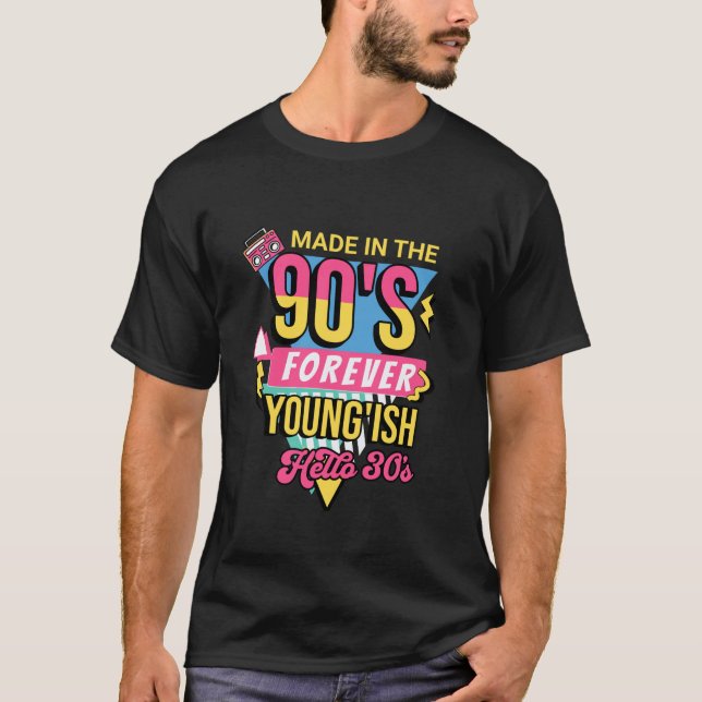 Camiseta 90 s - Design de aniversário de 30 anos retrovírgu (Frente)