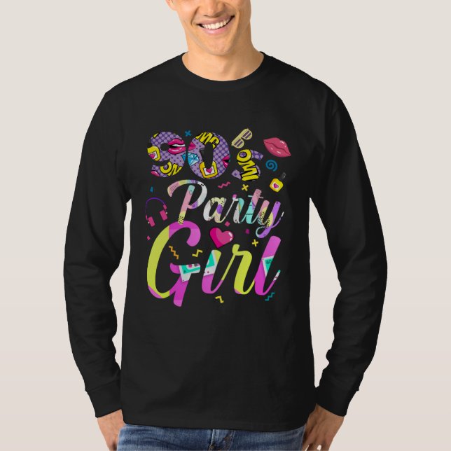 Camiseta 90 s party girl fancy dress and theme party costum (Frente)