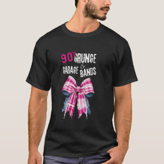 Camiseta 90 t s, Grunge & Garage Banda-Rosa Xadrez Vint
