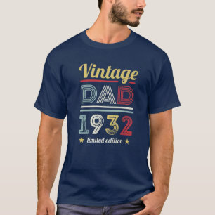 Camiseta 90 Vintage Nascer 1932 Aniversário Homens Presos