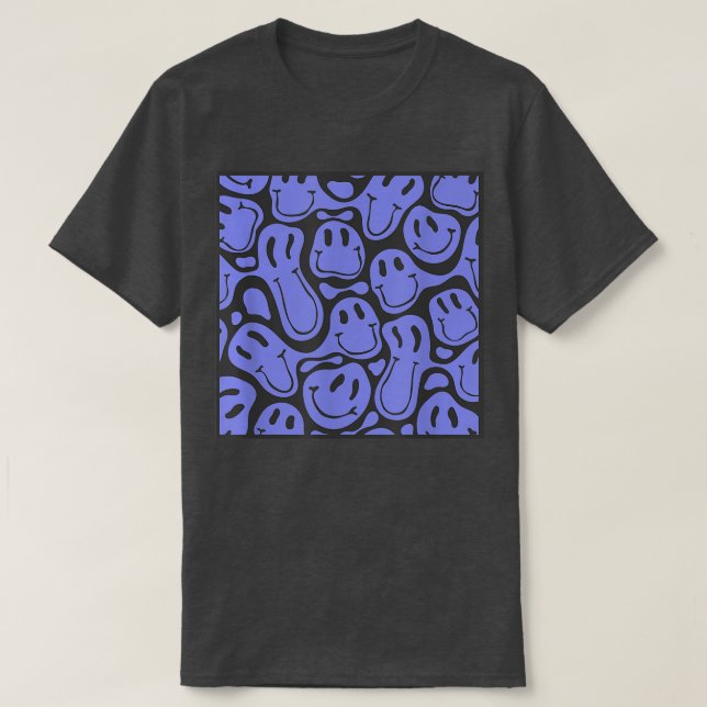 Camiseta 90s aesthetic pattern melting blue liquid swirl sm (Frente do Design)
