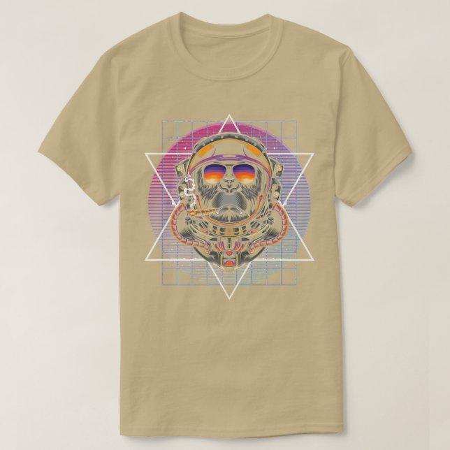 Camiseta 90s Art Synthwave Vaporwave Aesthetics Monkey Astr (Frente do Design)